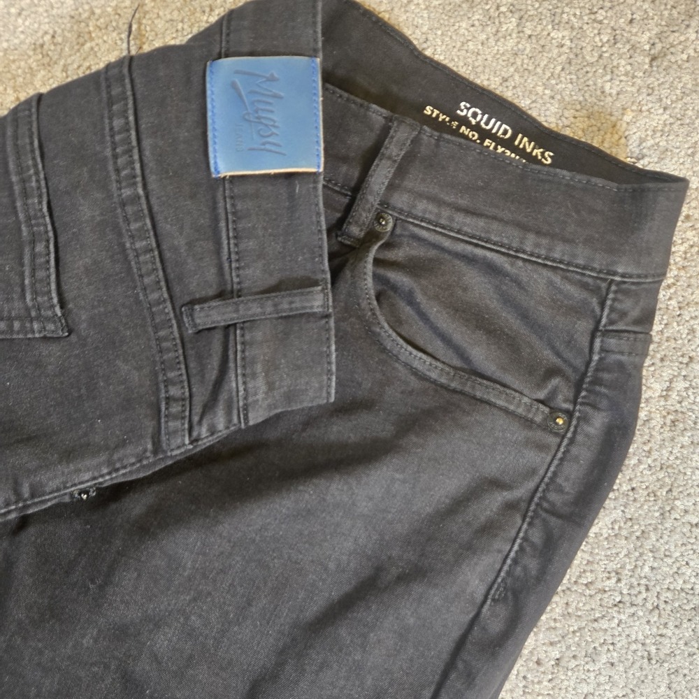 Mugsy Jeans Mens 34x34 Black Squid Inks Skinny Slim Stretch Dark FLX3NSQ